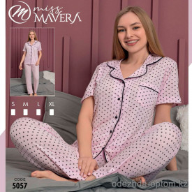 e1-5057 MISS MAVERA Пижама женская: рубашка и штаны, S-XL, cotton, 1 пачка (4 шт)