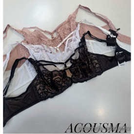 b4-U6585 Acousma Бюстгальтер кружевной без поролона со стрепами, 1 пачка (6 шт)