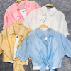 w11-0647 Рубашка женская однотонная в комплекте с майкой, стандарт (до 46), 1 шт