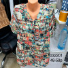w7-032201 Рубашка женская с орнаментом без воротника, большие размеры, 1 шт