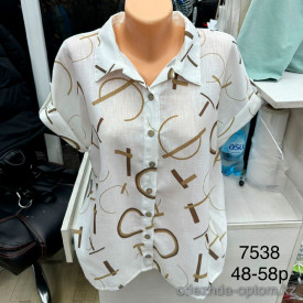 w7-7538 Рубашка женская с орнаментом, большие размеры, 1 шт