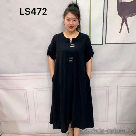w7-LS472 Платье женское однотонное с короткими рукавами, большие размеры, 1 шт