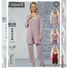 b4-16163 Cotpark Комплект женской одежды 3в1: халат, майка и штаны, M-2XL, 1 пачка (4 шт) b4-16163 Cotpark Комплект женской одежды 3в1: халат, майка и штаны, M-2XL, 1 пачка (4 шт)