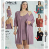 b4-16214-B Cotpark Сорочка женская в комплекте с халатом, большие размера, 2XL-4XL, 1 пачка (3 шт)