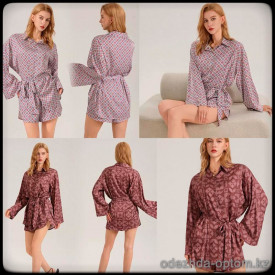 b5-3789 Халат женский с длинными рукавами, S-L, 1 пачка (3 шт)