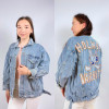 w31-5181 Куртка женская джинсовая классическая с принтом, стандарт, 1 шт