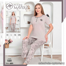 e1-1331 MISS MAVERA Пижама женская: футболка и штаны, хлопок, S-XL, 1 пачка (4 шт)