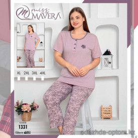 e1-1331-1 MISS MAVERA Пижама женская: футболка и штаны, хлопок, большие размеры XL-4XL, 1 пачка (4 шт)