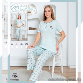 e1-1334 MISS MAVERA Пижама женская: футболка и штаны, хлопок, S-XL, 1 пачка (4 шт)