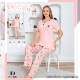 e1-1335 MISS MAVERA Пижама женская: футболка и штаны, хлопок, S-XL, 1 пачка (4 шт)