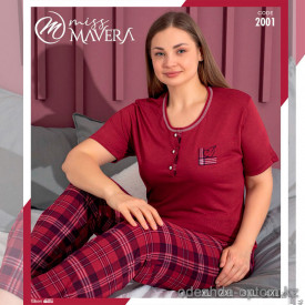 e1-2001-3 MISS MAVERA Пижама женская: футболка и штаны, хлопок, большие размеры XL-4XL, 1 пачка (4 шт)