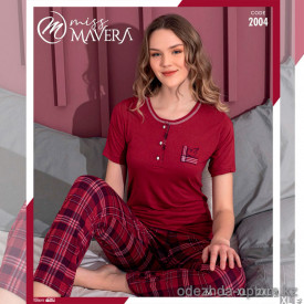 e1-2004-3 MISS MAVERA Пижама женская: футболка и штаны, хлопок, S-XL, 1 пачка (4 шт)