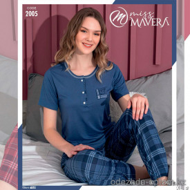 e1-2005-2 MISS MAVERA Пижама женская: футболка и штаны, хлопок, S-XL, 1 пачка (4 шт)