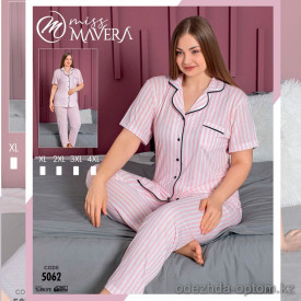 e1-5062-1 MISS MAVERA Пижама женская: футболка и штаны, хлопок, большие размеры XL-4XL, 1 пачка (4 шт)