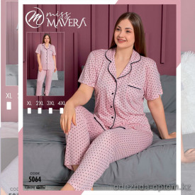 e1-5064-1 MISS MAVERA Пижама женская: футболка и штаны, хлопок, большие размеры XL-4XL, 1 пачка (4 шт)