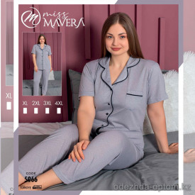 e1-5066 MISS MAVERA Пижама женская: футболка и штаны, хлопок, большие размеры XL-4XL, 1 пачка (4 шт)