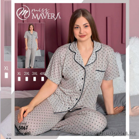 e1-5067 MISS MAVERA Пижама женская: футболка и штаны, хлопок, большие размеры XL-4XL, 1 пачка (4 шт)