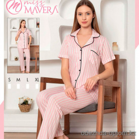 e1-9019 MISS MAVERA Пижама женская: рубашка и штаны, хлопок, S-XL, 1 пачка (4 шт)