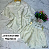 w37-0890 Костюм женский двойка: рубашка с короткими рукавами и шорты, стандарт (до 48), марлевка, 1 шт