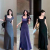 w6-0923 Платье женское с короткими рукавами длинное, стандарт (42-46), 1 шт