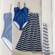 b15-0258 Купальник женский слитный в комплекте с юбкой, S-L, 1 пачка (3 шт)