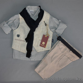 d4-3319 Weeny Детский костюм на мальчика: жилет, брюки, рубашка, шарф, 1-4 года, 1 пачка (4 шт)