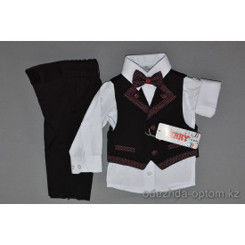 d4-9717 Terry Детский костюм на мальчика: жилет, брюки, рубашка, бабочка, 1-4 года, 1 пачка (4 шт)