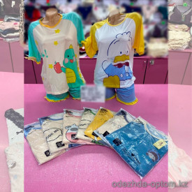 b6-623 Комплект пижамы 2в1: футболка и шорты, бамбук, M-3XL, 1 пачка (10 шт)