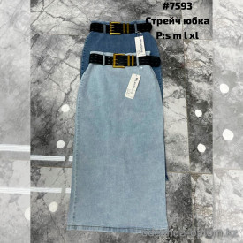 j4-7593 Юбка женская джинсовая, S-XL, стрейч, 1 пачка (4 шт)