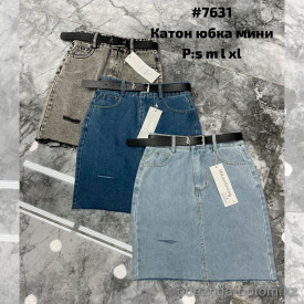 j4-7631 Джинсовая мини-юбка женская, S-XL, катон, 1 пачка (4 шт)