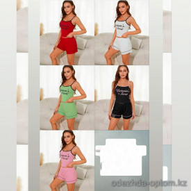 b6-6209 Комплект женской пижамы: майка и шорты, M-2XL, 1 пачка (4 шт)