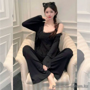 b15-7385 Комплект женской одежды для сна 3в1: кардиган, майка и штаны, M-XL, 1 пачка (3 шт)