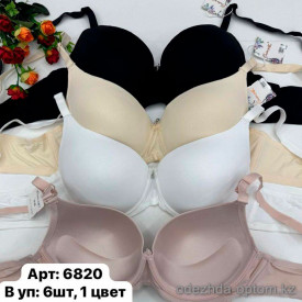 b6-6820D Onita de Mas (Donafen) Бюстгальтер гладкий на тонком поролоне, чашка D, 1 пачка (6 шт)