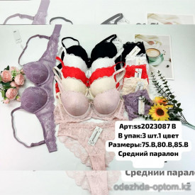 b6-SS2023087 Miss Wicasa Комплект кружевного нижнего белья: бюстгальтер на среднем поролоне и трусики, чашка B, 1 пачка (3 шт) b6-SS2023087 Miss Wicasa Комплект кружевного нижнего белья: бюстгальтер на среднем поролоне и трусики, чашка B, 1 пачка (3 шт)