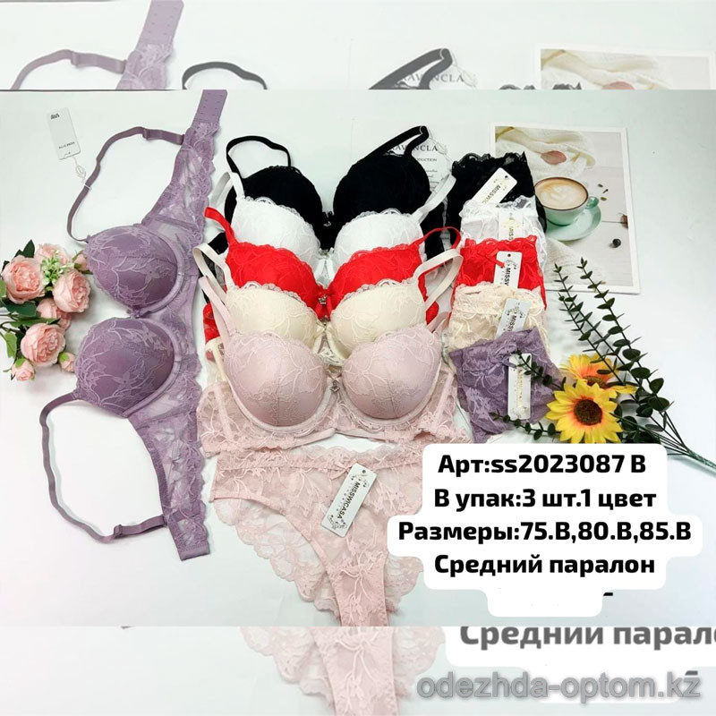 b6-SS2023087 Miss Wicasa Комплект кружевного нижнего белья: бюстгальтер на среднем поролоне и трусики, чашка B, 1 пачка (3 шт) b6-SS2023087 Miss Wicasa Комплект кружевного нижнего белья: бюстгальтер на среднем поролоне и трусики, чашка B, 1 пачка (3 шт)