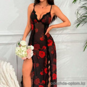 b6-9090 Пеньюар женский длинный с разрезами, S-XL, 1 пачка (4 шт)