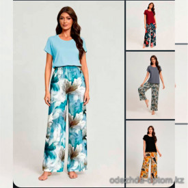 b15-1159 Комплект женской пижамы: футболка и штаны, стандарт, 1 пачка (3 шт)