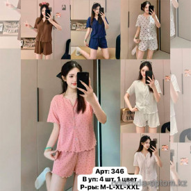 b6-346-1 Комплект женской одежды для сна: кофта и шорты, M-2XL, 1 пачка (4 шт) b6-346-1 Комплект женской одежды для сна: кофта и шорты, M-2XL, 1 пачка (4 шт)