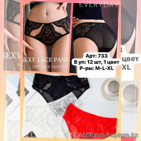 b6-733 Трусики женские кружевные, M-XL, 1 пачка (12 шт) b6-733 Трусики женские кружевные, M-XL, 1 пачка (12 шт)