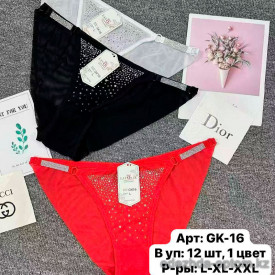 b6-GK-16 Lavolle Трусики женские со стразами, L-2XL, 1 пачка (12 шт)