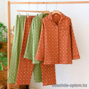 b16-0518 Комплект женской муслиновой пижамы: рубашка и штаны, L-2XL, 1 пачка (3 шт)