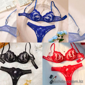 b13-24128 Комплект кружевного нижнего белья: бюстгальтер и трусики, S-L, 1 пачка (3 шт)