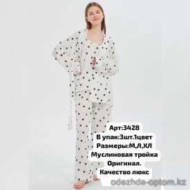 b6-3428 Комплект женской пижамы 3в1, M-XL, 1 пачка (3 шт)