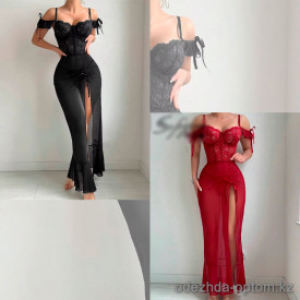 b16-5966 Пеньюар женский полу-прозрачный, M-XL, 1 пачка (3 шт)