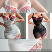 b18-061 Пеньюар женский короткий на бретельках, S-L, 1 пачка (3 шт)