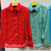 w41-0034-1 Рубашка женская в горошек, большие размеры, ткань прада, 1 шт
