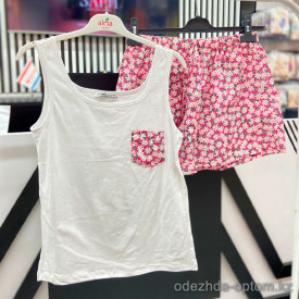 e1-1078-1 Комплект женской пижамы: майка и шорты, S-XL, хлопок, 1 пачка (4 шт)