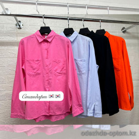 w5-0889 Рубашка женская однотонная, стандарт, х/б, 1 шт