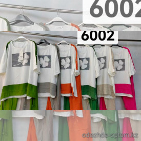 w1-6002 Костюм женский двойка: футболка с принтом и штаны, большие размеры, 50-56, 1 пачка (4 шт)