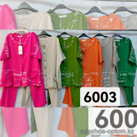 w1-6003 Костюм женский двойка: рубашка с принтом и штаны, большие размеры, 50-56, 1 пачка (4 шт)